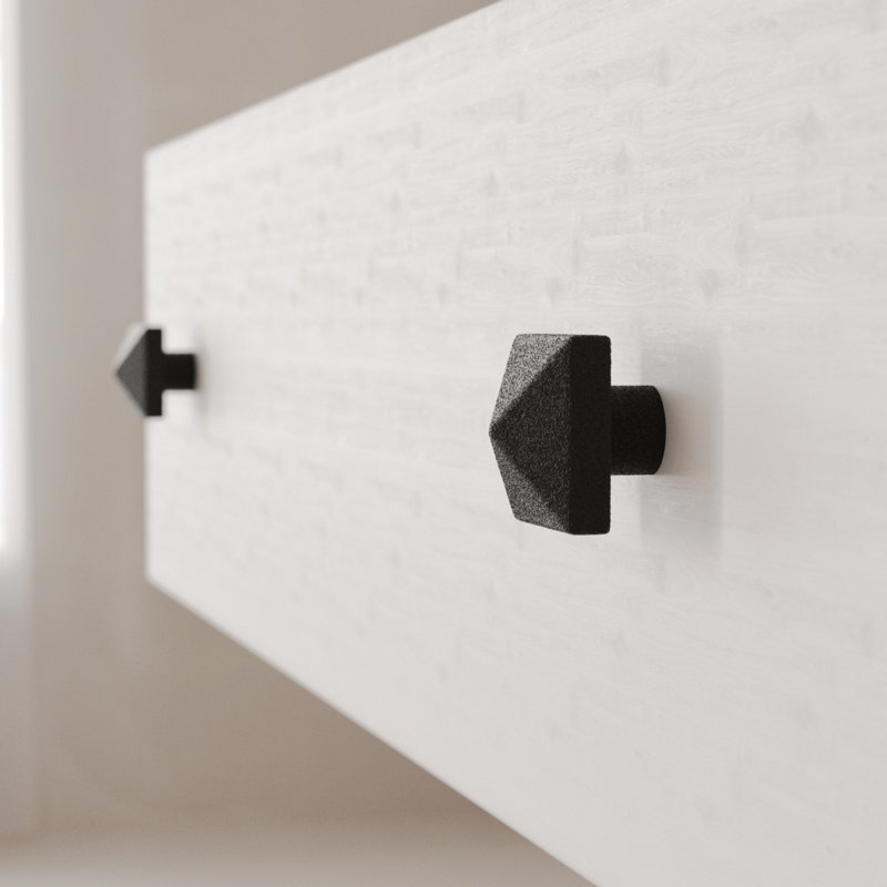 Black Square Iron Cabinet Knob with Mounting Hardware