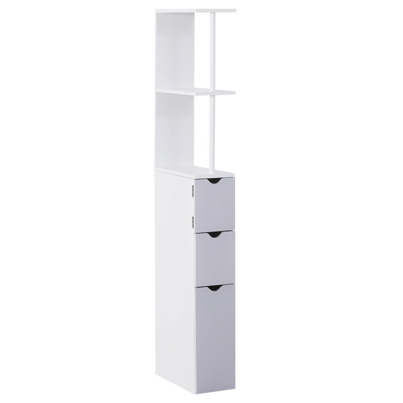 Armoire de rangement de salle de bain haute HOMcom de 54 po, tour à linge autoportante avec tablette à 2 niveaux et tiroirs, organisateur de plancher étroit, blanc