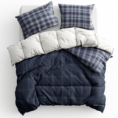 Housse de couette en coton bleu marine Cozy All Seasons