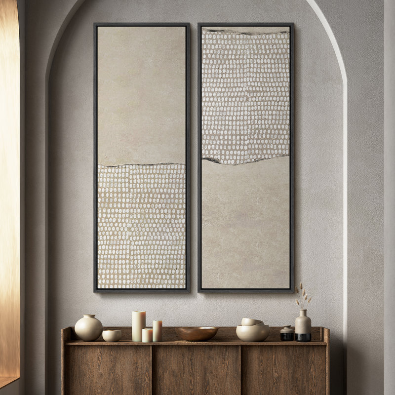 Minimalist Abstract Wall art - 20x60 inches Framed Canvas Set of 2, Black