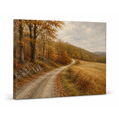 Autumn Country Road Through the Hills Wrapped Canvas Wall Art