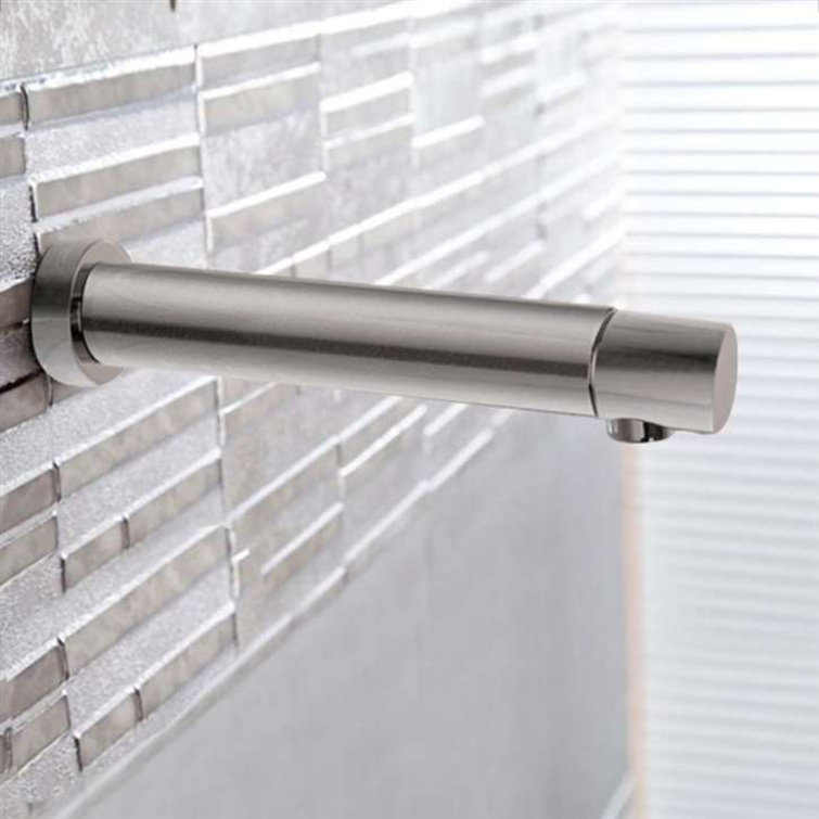 Brushed Nickel Wall-Mount Touchless Faucet with Motion Sensor Control