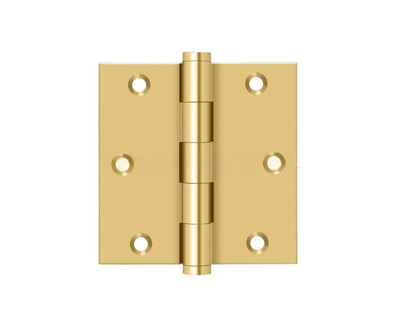 Charnière carrée Deltana CSB35-R 3-1 / 2 po x 3-1 / 2 po, en laiton poli résidentiel