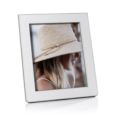 Raffia Over Newark Cream Leather Photo Frame