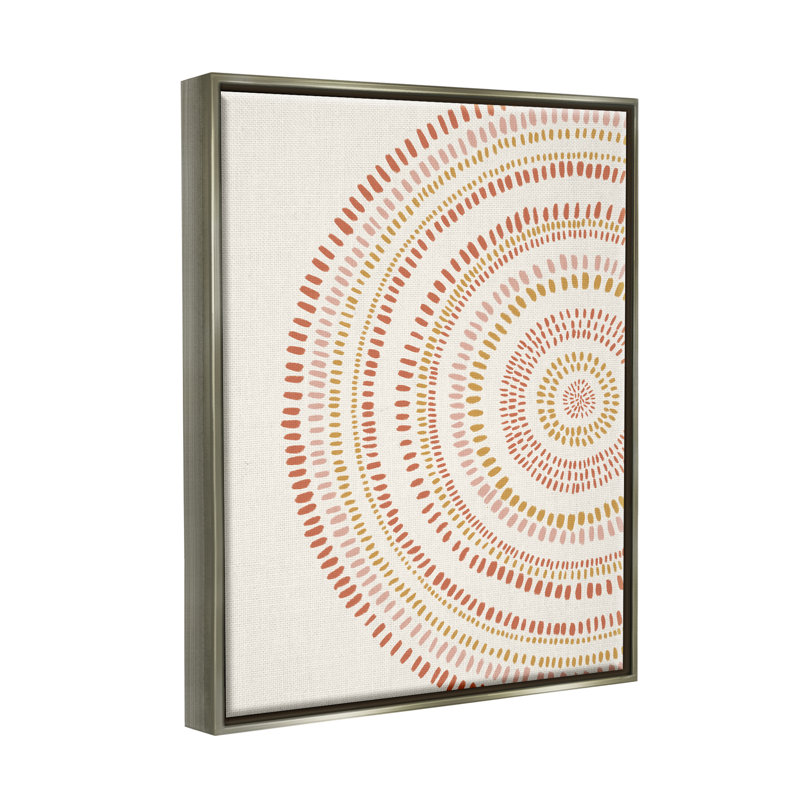 «Boho Circle», art abstrait sur toile, tons de jaune et rouge par Nancy Mckenzie, H 21 po x l 17 po x P 1,7 po