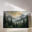 Tableau impressionniste sur toile « Forêt brumeuse majestueuse des montagnes », 61 x 91 cm, monté sur châssis, décor mural gris et pin pour salon, chambre et bureau.