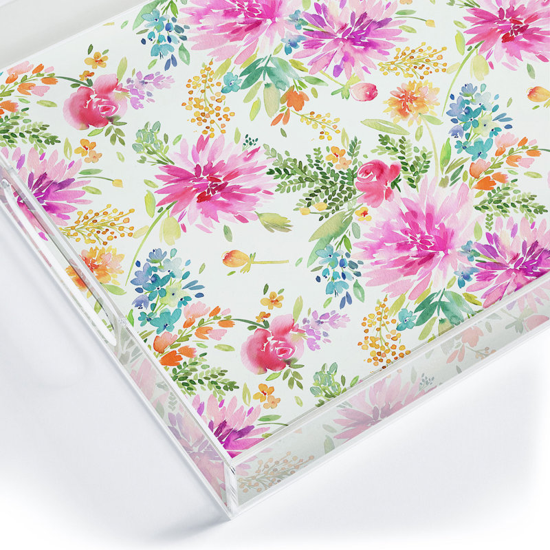 Cassidy Rae Marietta Swiss Cross Remix Acrylic Tray, Pink, Floral