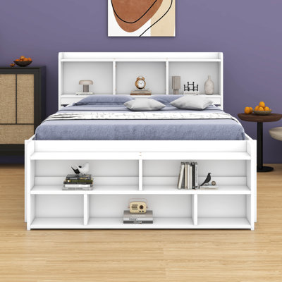 Full Bed With Bookcase Headboard – Under-Bed Storage Drawers & Bed End Storage Case Included by Lark Manor