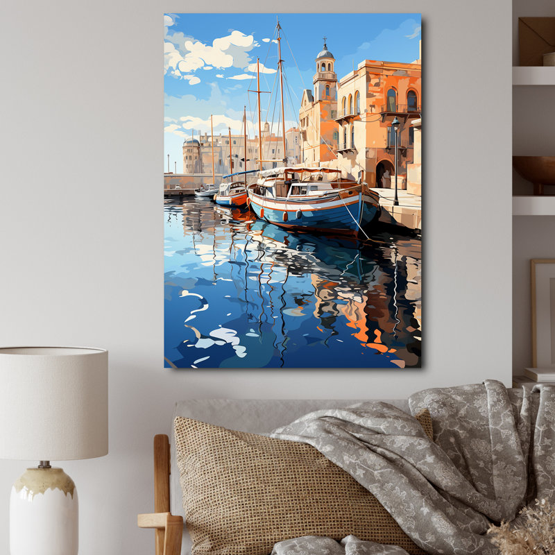 Spain Mediterranean Harbour In Valenciain I - Nautical & Beach Wall Art Prints, H 20 po x l 12 po x P 1 po, Toile tendue