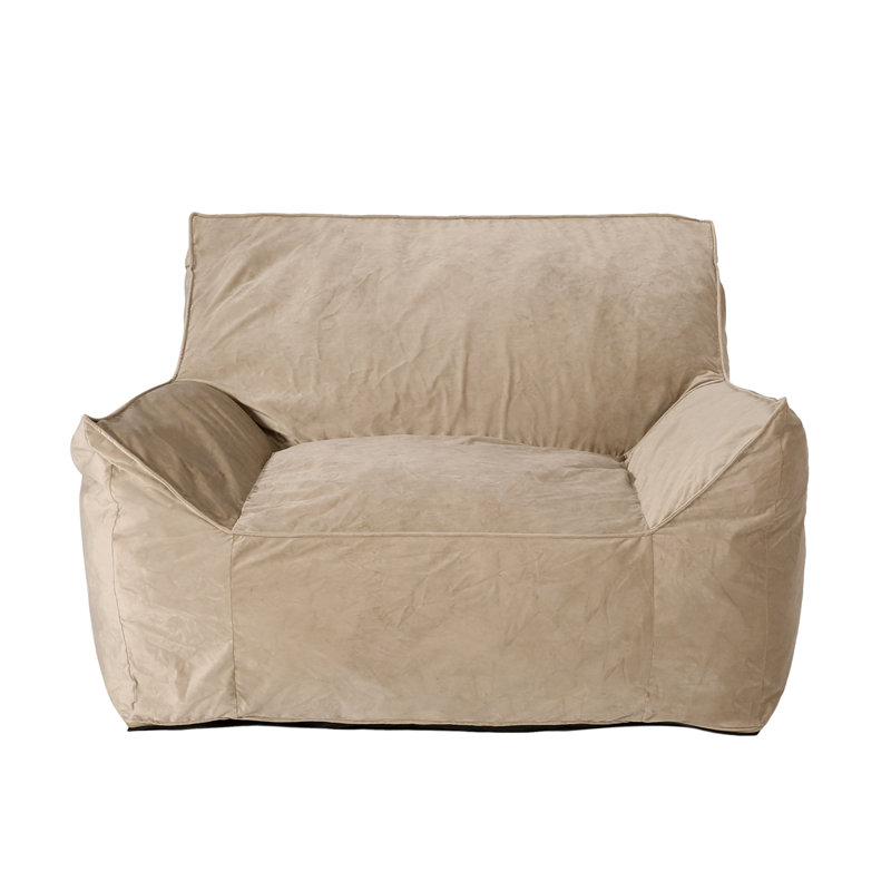 Fauteuil à billes avec accoudoirs, H 30,05 po x l 42,05 po x P 40,05 po, Velours taupe