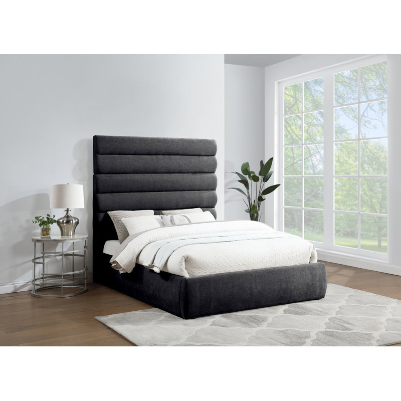 Lit en tissu Adam Chenille, Grand, Tissu chenille noir
