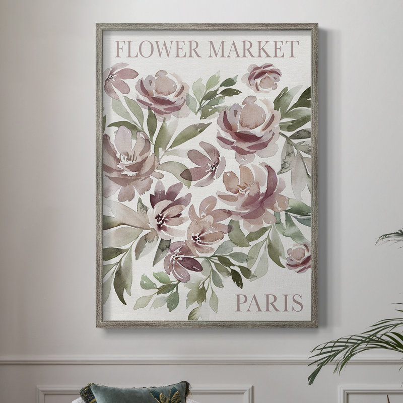 «Paris Flower Market», reproduction encadrée - bois massif, H 11 po x l 9 po