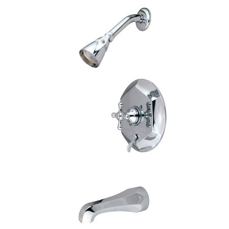 Volume Control Tub and Shower Faucet with Buckingham Cross Handles