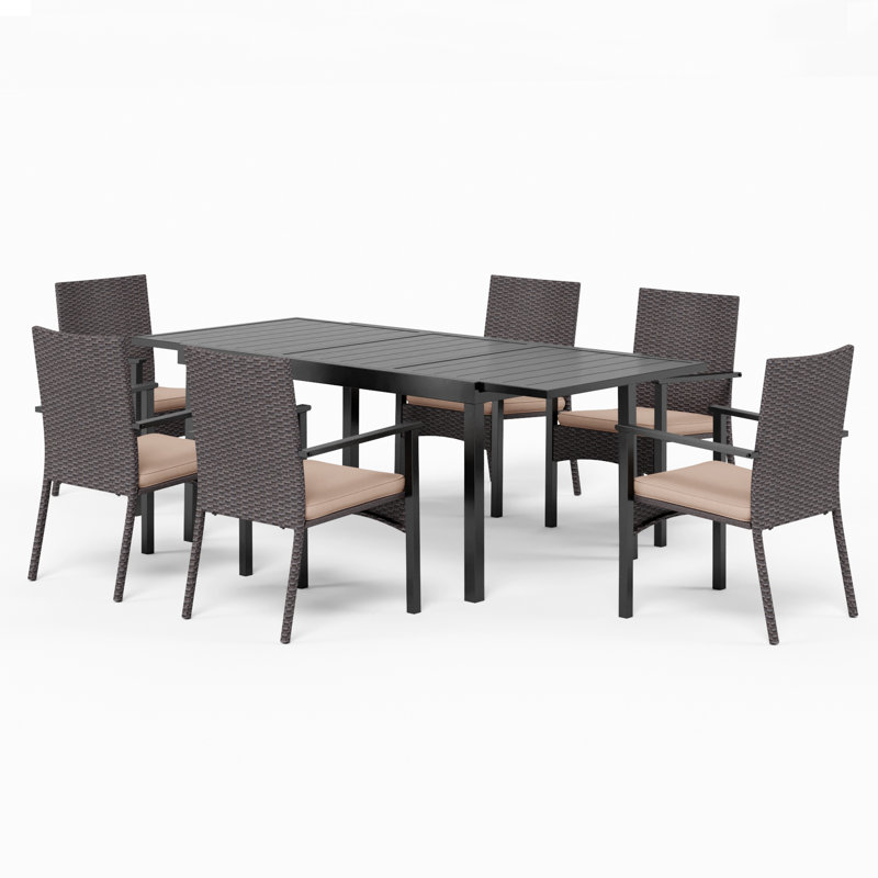 Ensemble de salle à manger de patio extensible 7 pièces Salem