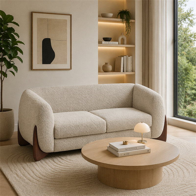 Causeuse Boucle (amande), Almond