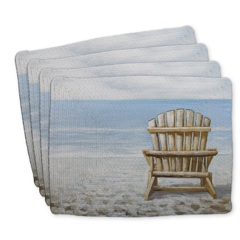 Ensemble de 4 napperons en polyester tressé | Décoration de chaise de plage en bois
