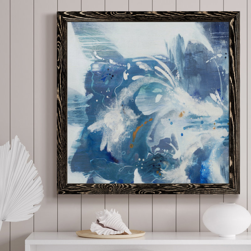Toile encadrée de velours bleu de qualité supérieure - prête à être accrochée, H 35,5 po x l 35,5 po x P 1,5 po, Cadre noir