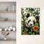 «Peeking Panda Parmi les Feuilles», art contemporain de fleur de panda contemporain-129150337