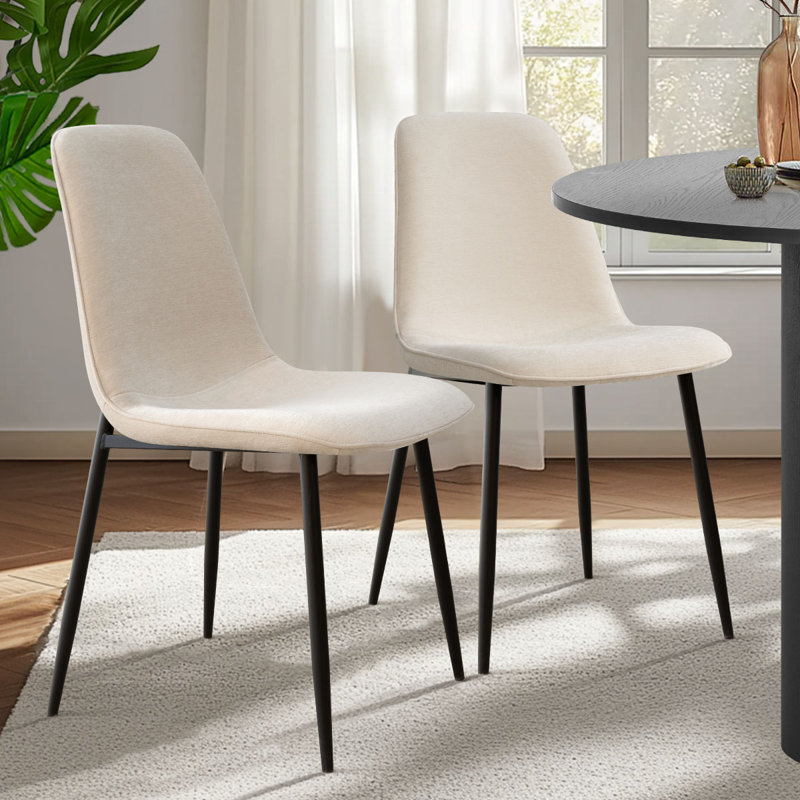 Chaise d'appoint de salle à manger rembourrée 18 po en chenille, Beige