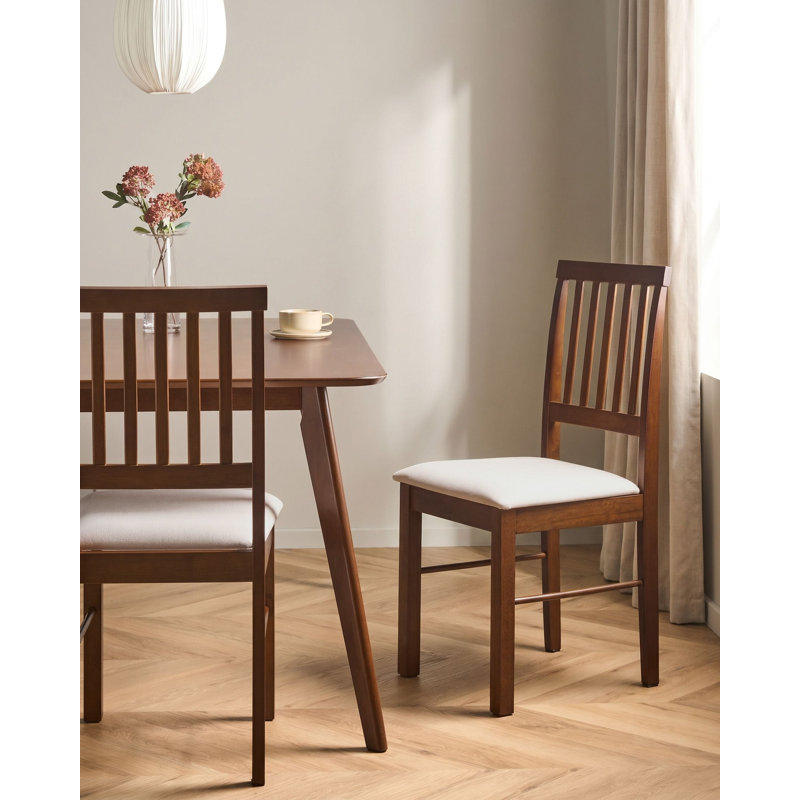 Set of 2 Dining Chairs ORONO Wood Dark Brown/ Light Beige