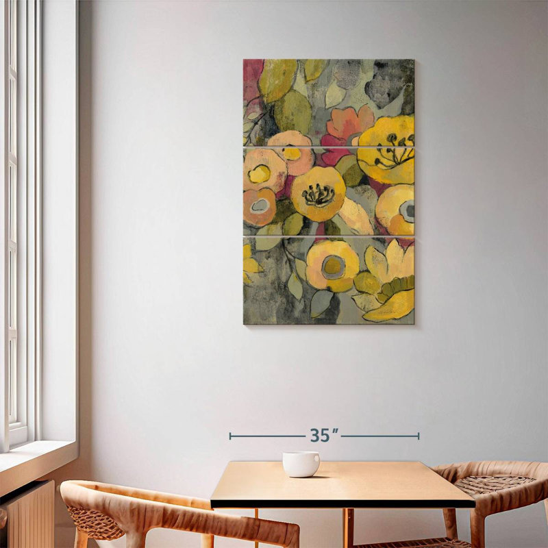 Duo floral jaune Avery II, H 57 po x l 36 po
