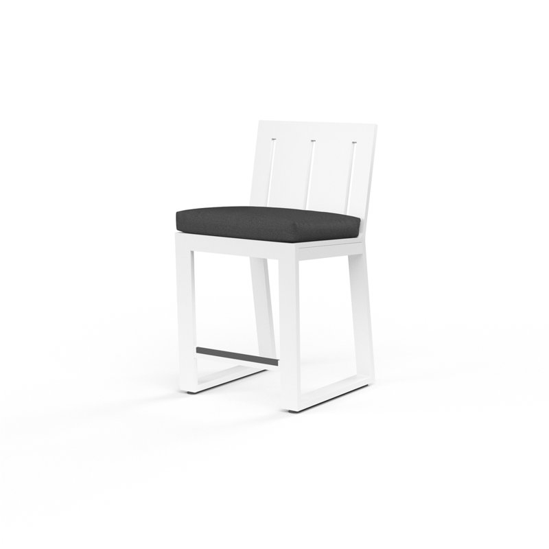 Tabouret de bar avec coussin Camela, Tabouret de bar (siège d'une hauteur de 30 po), Tissage uni Sunbrella® Spectrum carbone