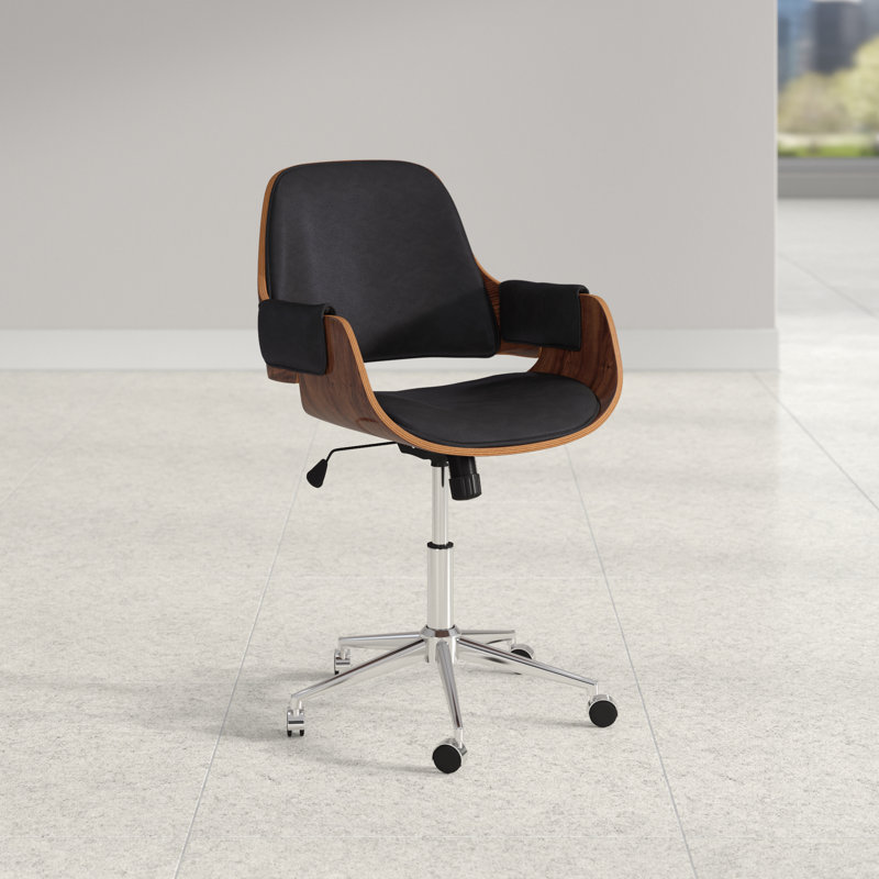 Chaise de travail en similicuir - noir