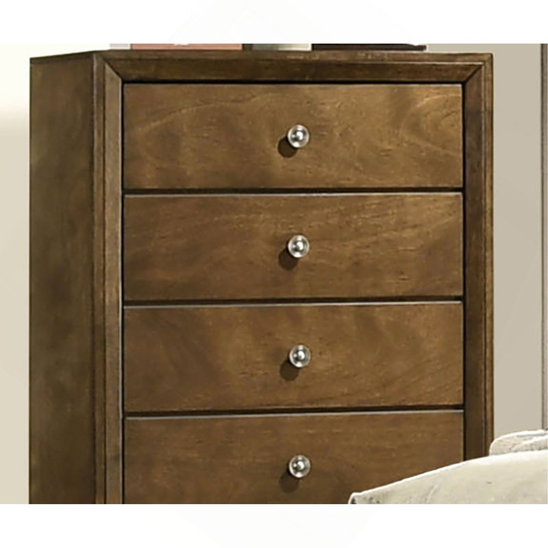 Meuble de chambre style transitionnel 1 pièce commode 5 tiroirs queue d'aronde en métal