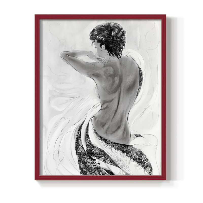 «Solitude S Croquis II», reproduction encadrée - bois massif, Rouge, H 10 po x l 8 po