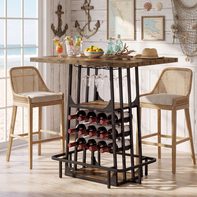 Table de comptoir industrielle en MDF de style rustique avec rangement