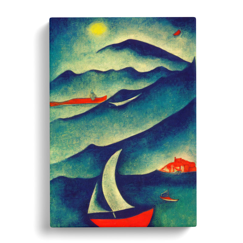 Ocean With A Boat - Wrapped Canvas, 50cm H x 35cm W x 3cm D
