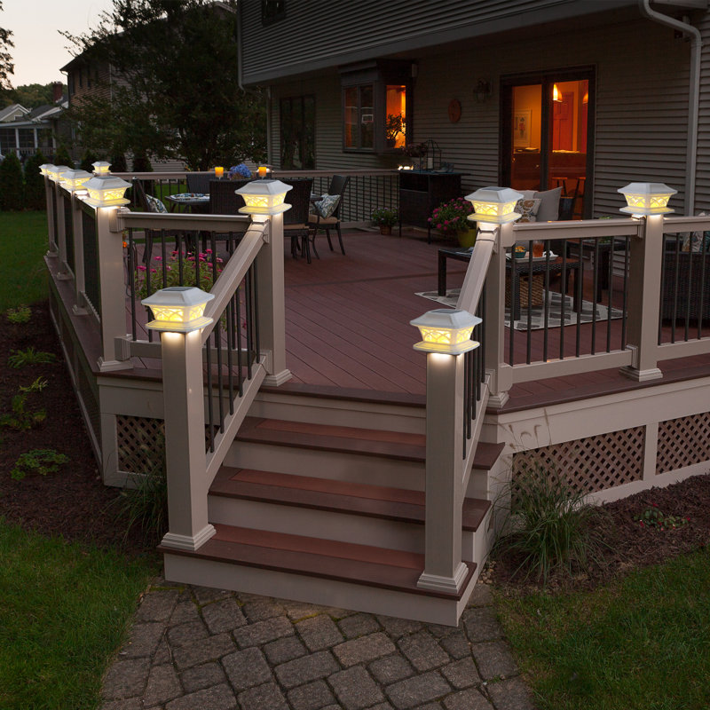 Low Voltage Solar Powered Integrated LED Fence Post Cap Light 5 In. X 5 In. Kit