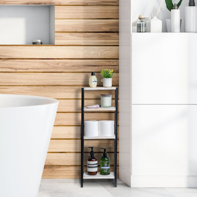 24.8cm W x76.2cm H x 14.9cm D Solid Wood Freestanding Bathroom Shelves