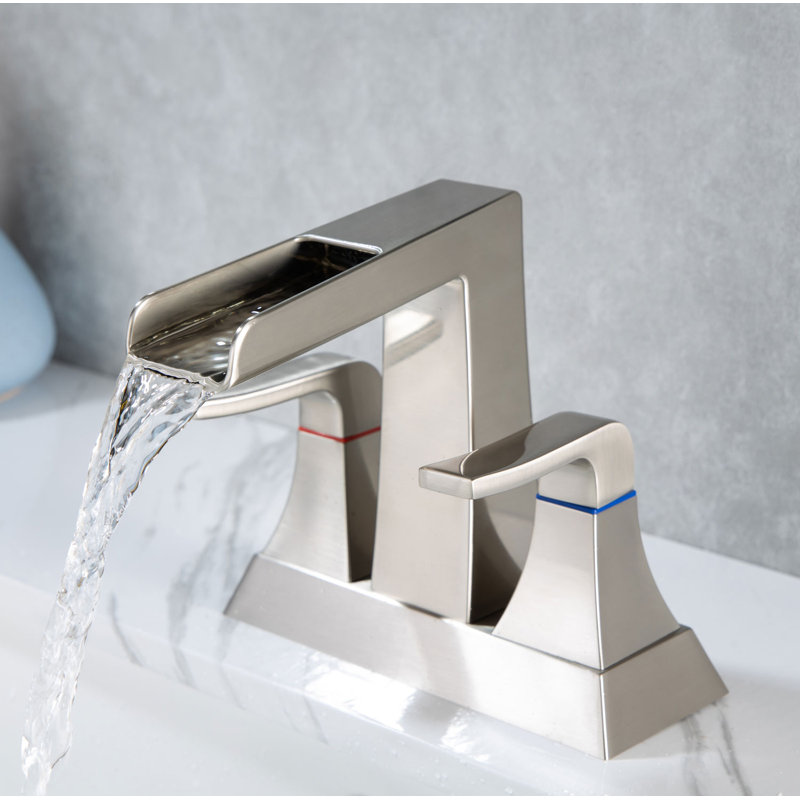 Centerset 2-handle Bathroom Faucet with Drain Assembly, Brushed Nickel