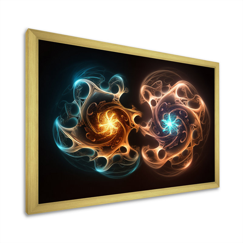 Quantum Twin Flames I - impression, Cadre doré à une seule photo, H 30 po x l 40 po x P 1,5 po
