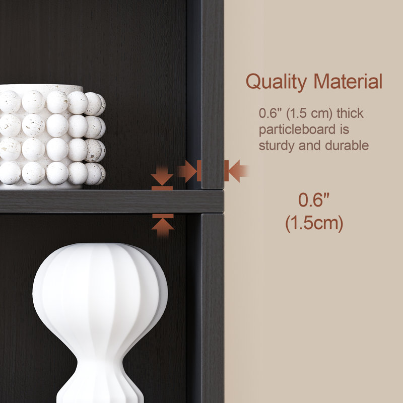 5-Shelf Multi-Functional Modern Wood Bookcase,, Black