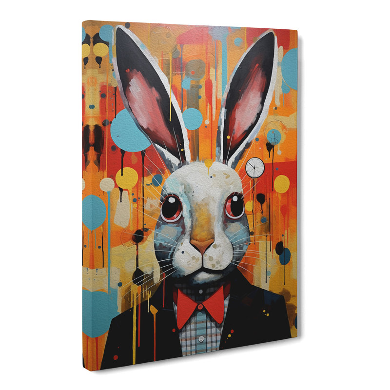 Rabbit Constructivism Art No.2 - Wrapped Canvas, 50cm H x 35cm W x 3cm D