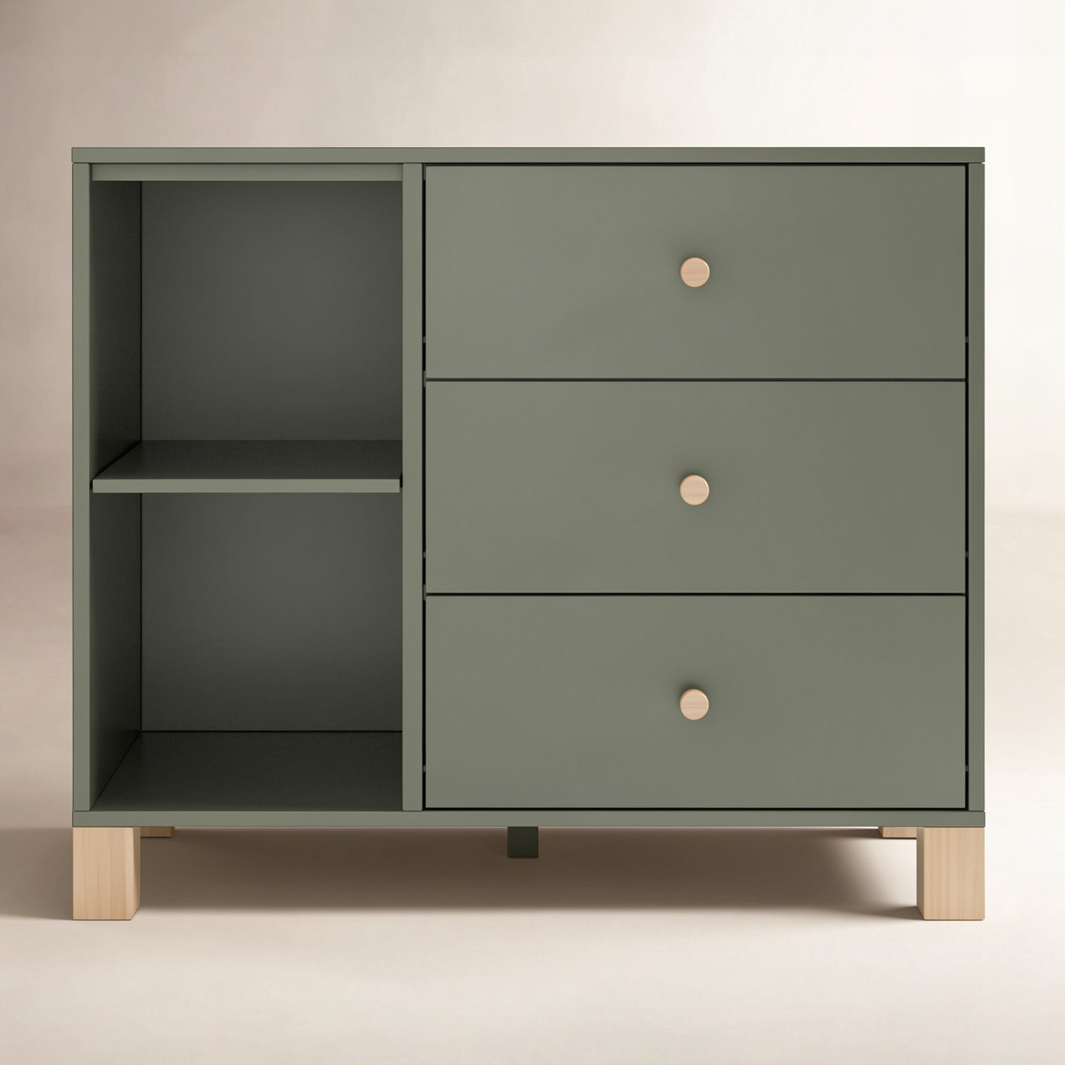 California 3-Drawer Combo Dresser, Olive