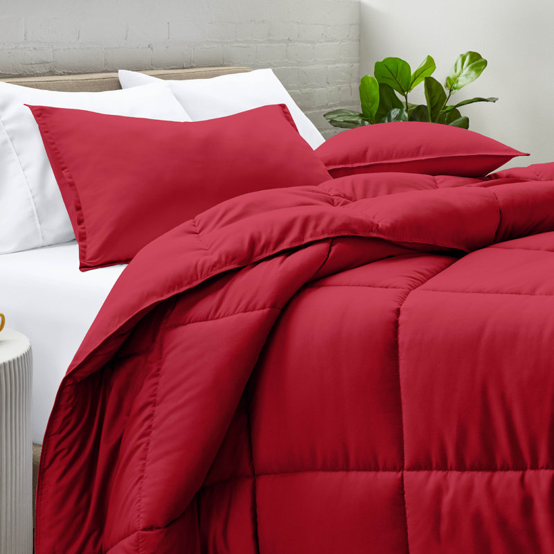 Ultra-Soft All Season Comforter Set, Red, Twin Comforter + 1 Standard Sham