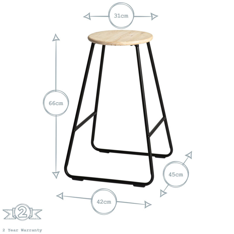 Counter Stool with Metal Frame, Natural, Black