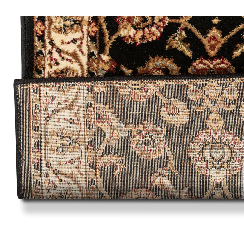 Chimeng Sarouk Oriental Black Custom Size Hallway Stair Runner - Traditional Floral Carpet, Runner 2'3" x 40'