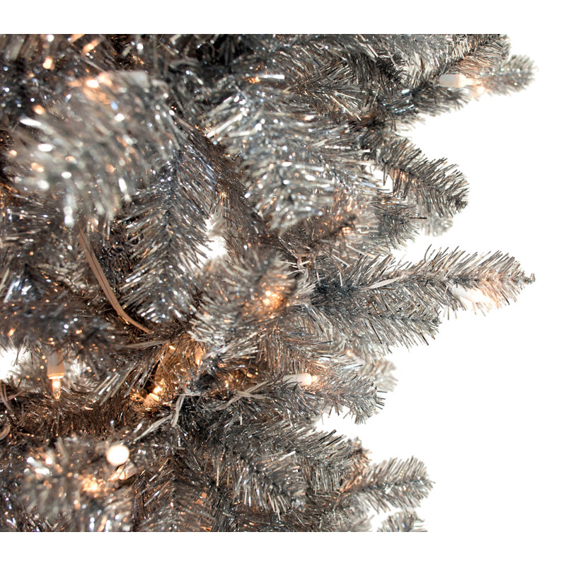 7.5' H Artificial Pine Christmas Tree, Silver