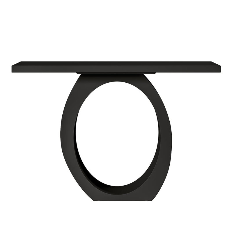 39.4" Modern Console Table With Circle Base Black Rectangular Entryway Table