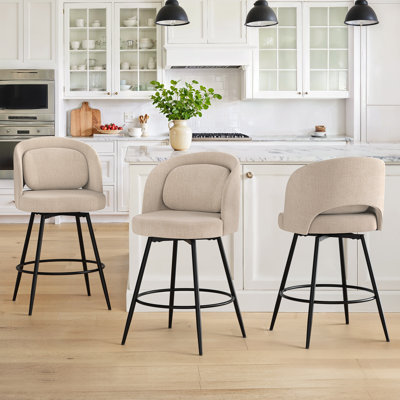 26" H Swivel Counter Stool With Metal Frame