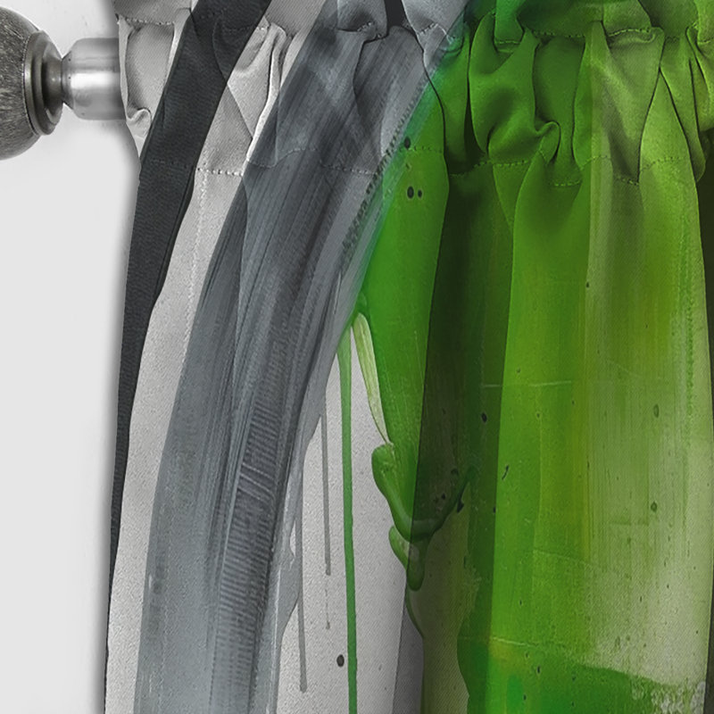 Enchantement géométrique vert et noir I - Rideau abstrait occultant en marbre abstrait - 1 panneau, L 52 po x L 84 po