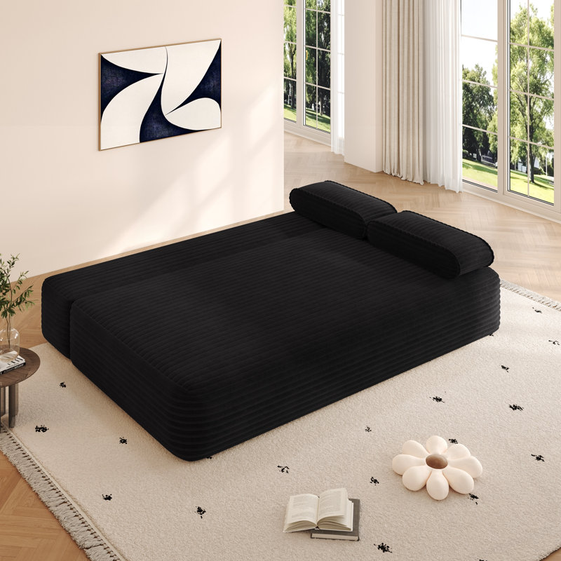 Lit convertible Nithsdale avec 3 coussins, Noir