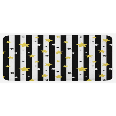 Fonderie noir et blanc sur fond avec grand et petites étoiles motif de cuisine noir et blanc imprimé noir et jaune