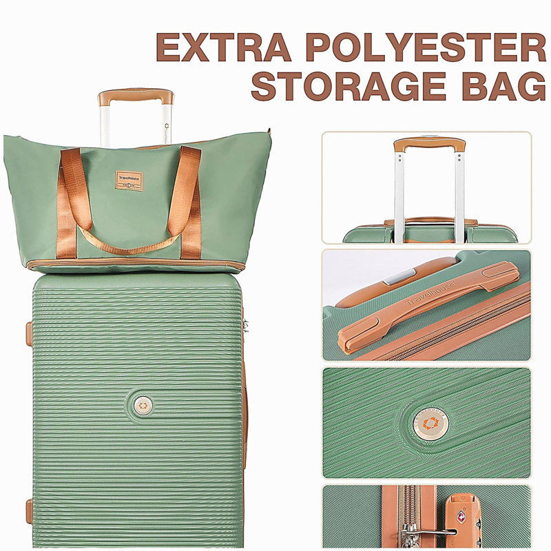 Ensemble 6 pièces de valises rigides Hardshell avec roulettes TSA VERT