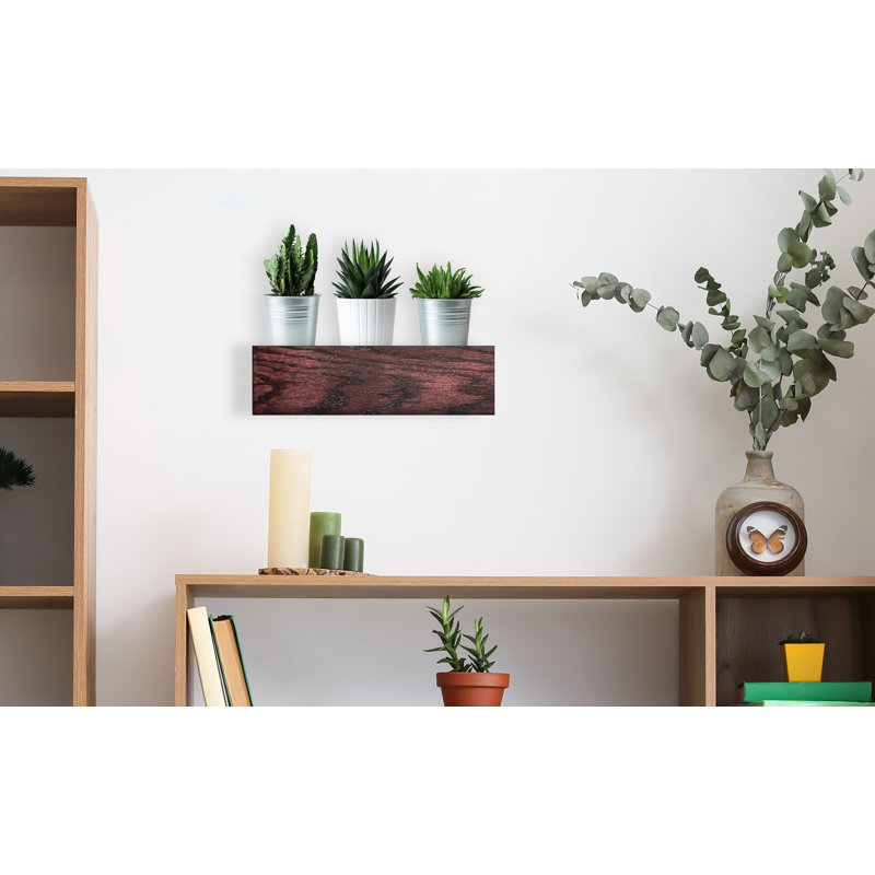 Tablette flottante en bois de chêne massif Blaire, H 6 po x l 19 po x P 7 po, Cerise noir