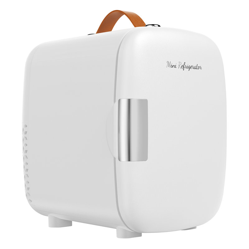 4L Portable Mini Fridge Holds Up to 6 Cans for Car,Bedroom,Office, White